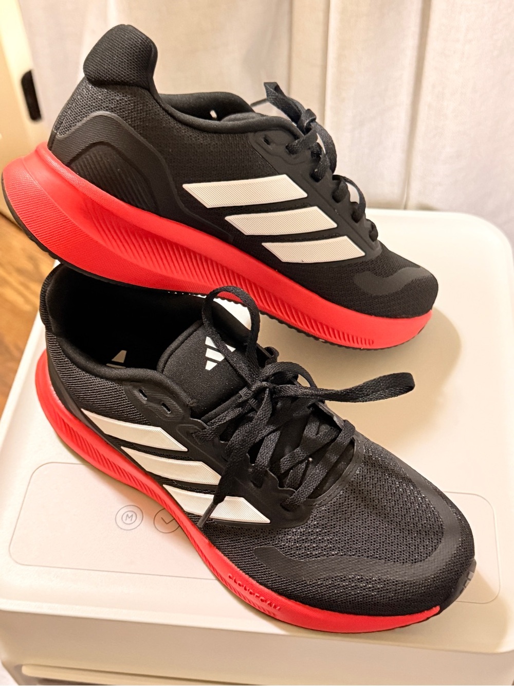 adidas Kids Black and Red Athletic Sneakers with White Stripes